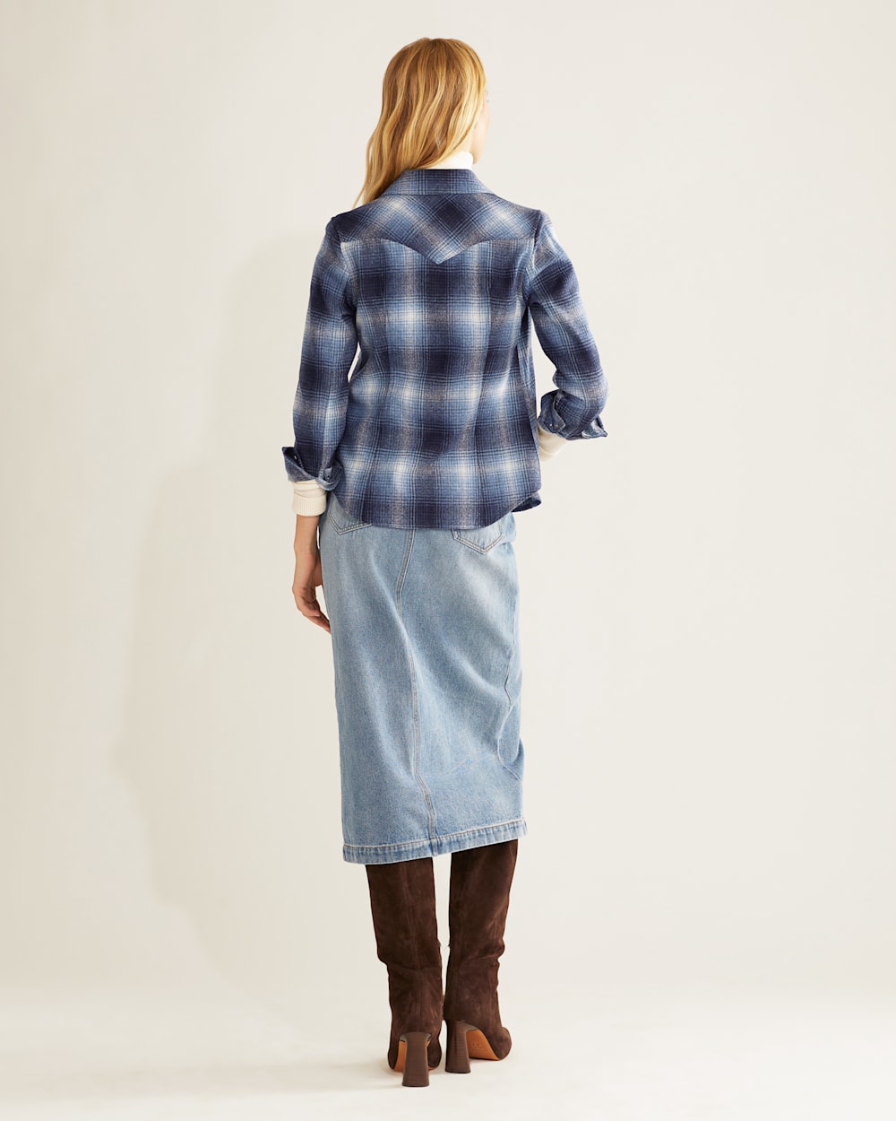 ALTERNATE VIEW OF WOMEN'S SNAP-FRONT CANYON SHIRT IN BLUE MIX OMBRE image number 3