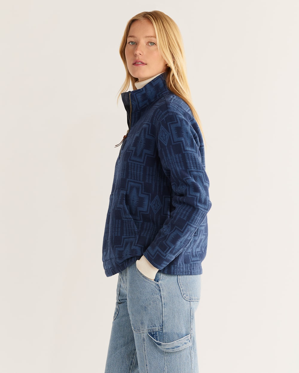 ALTERNATE VIEW OF WOMEN'S DOUBLESOFT HALF-ZIP PULLOVER IN DUSK BLUE HARDING image number 2