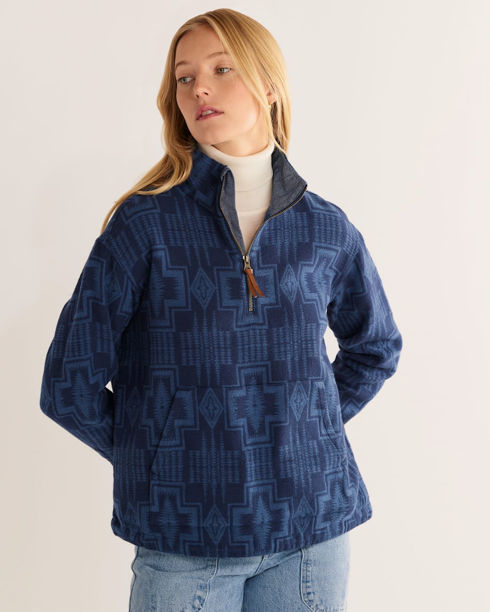 ALTERNATE VIEW OF WOMEN'S DOUBLESOFT HALF-ZIP PULLOVER IN DUSK BLUE HARDING image number 5
