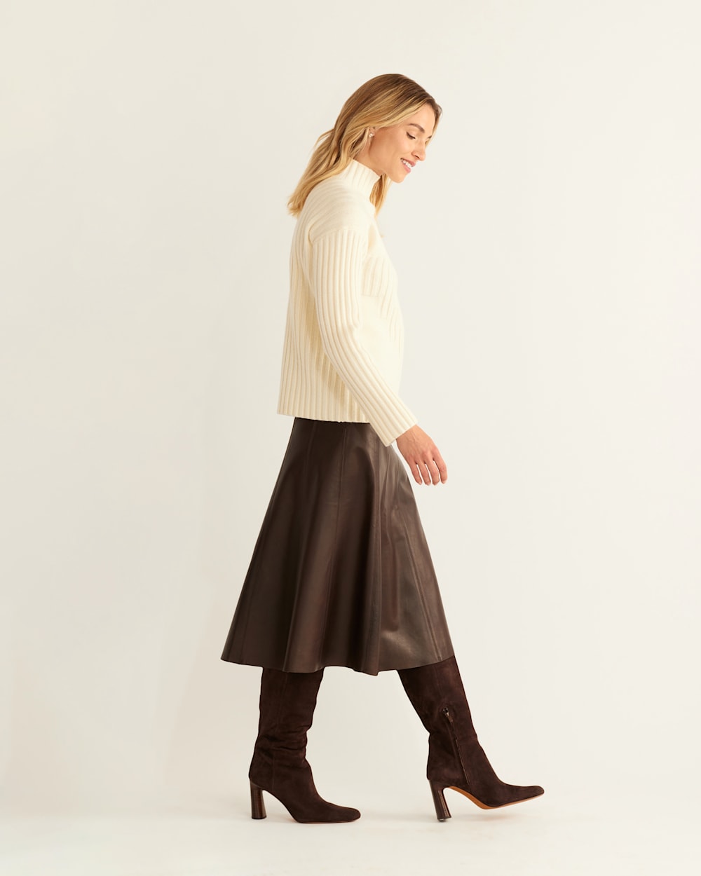 Adelita Jumper - Mock Neck Wide Sleeves Knit Jumper in Oat Marl