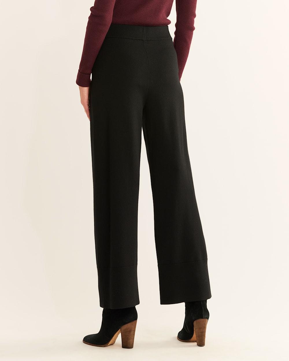 ALTERNATE VIEW OF WOMEN'S MERINO KNIT PANTS IN BLACK image number 3