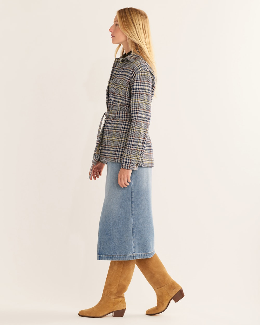 ALTERNATE VIEW OF WOMEN'S WEST END WOOL SHIRT JACKET IN NAVY GLEN PLAID image number 5