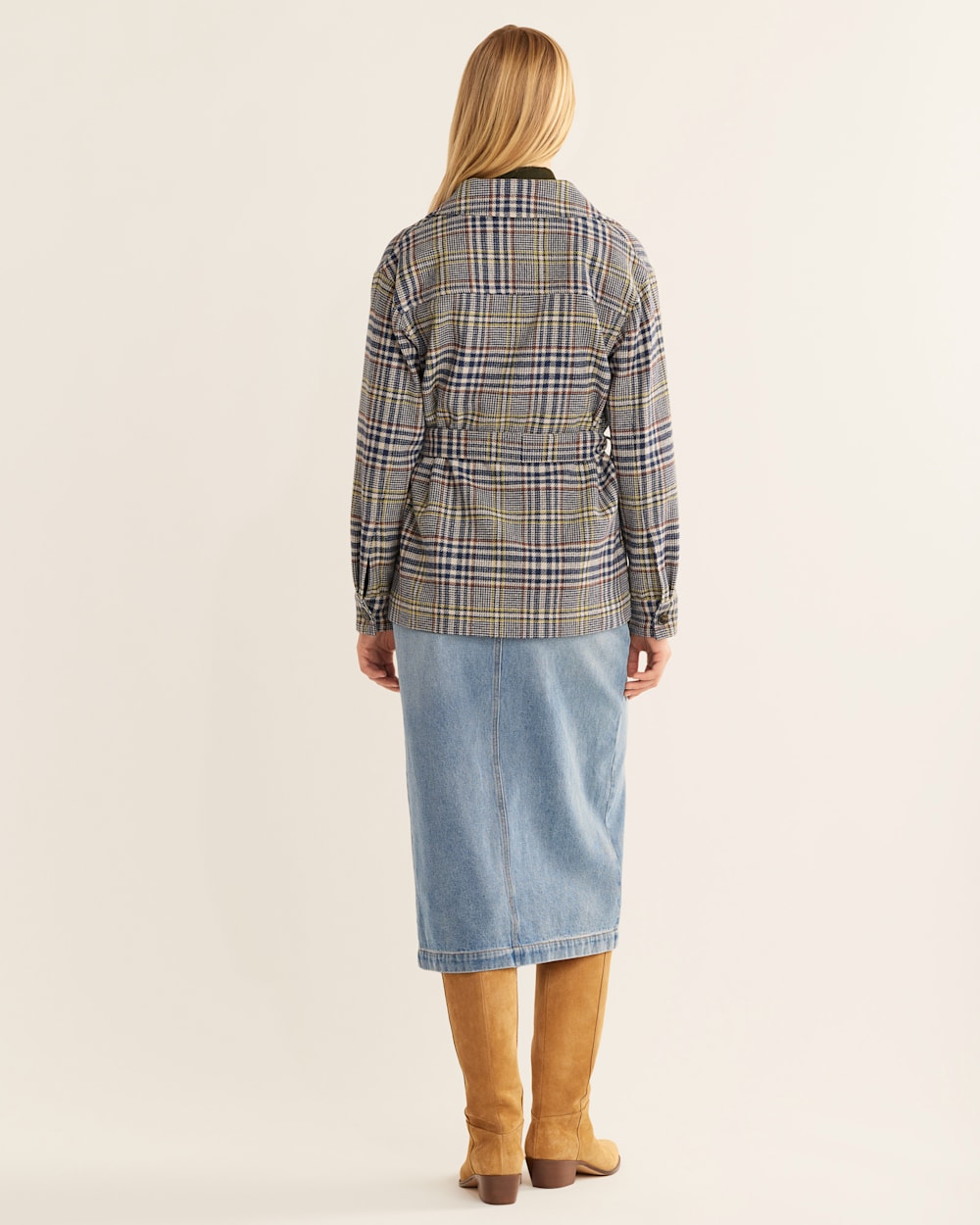 ALTERNATE VIEW OF WOMEN'S WEST END WOOL SHIRT JACKET IN NAVY GLEN PLAID image number 6