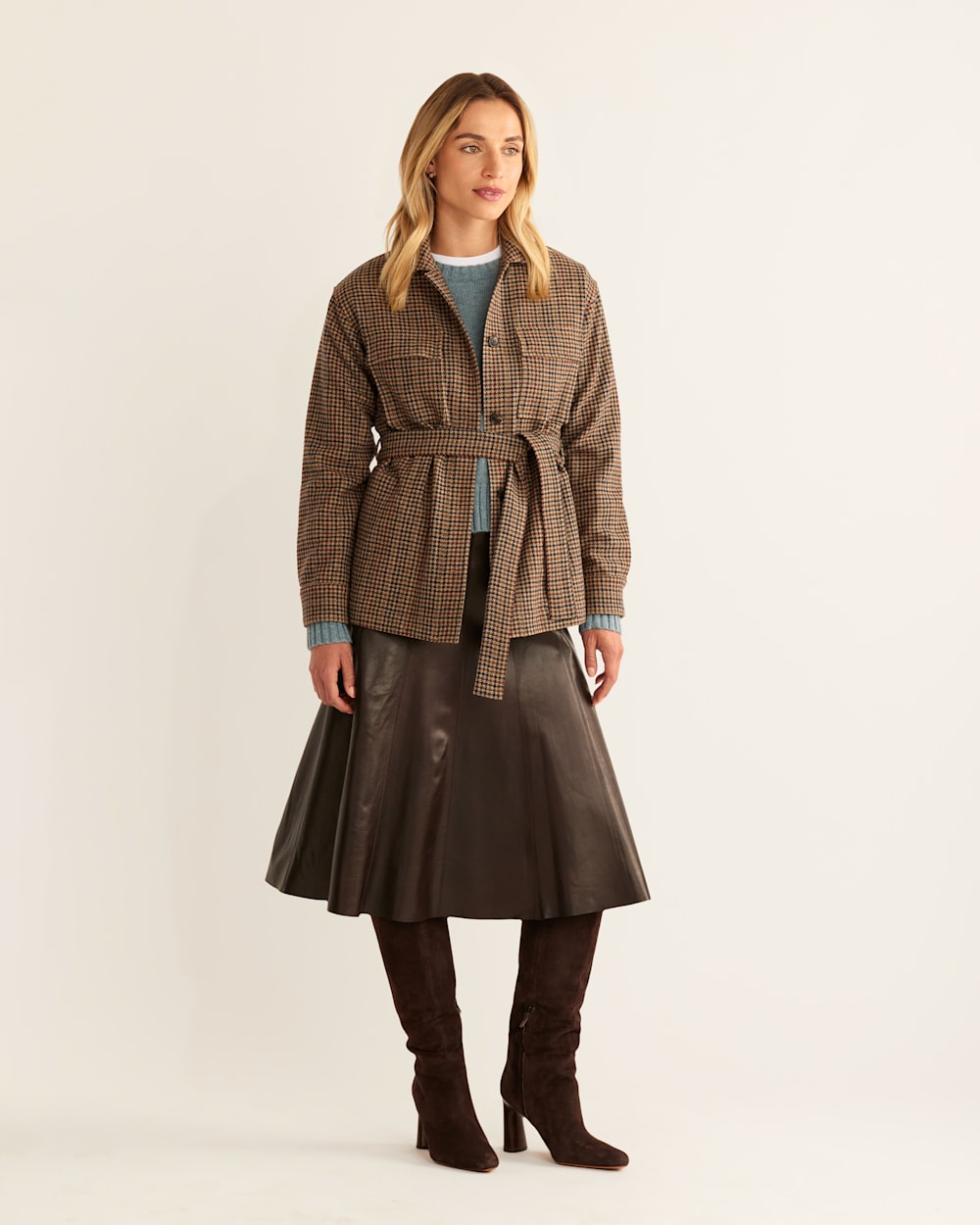 WOMEN'S WEST END WOOL SHIRT JACKET IN TAN DISTRICT CHECK image number 1