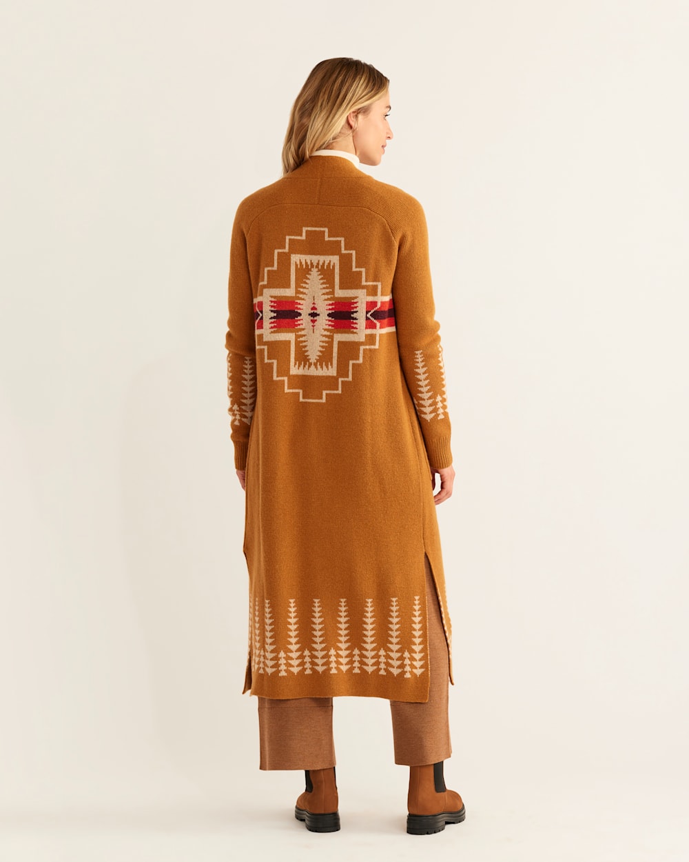 ALTERNATE VIEW OF WOMEN'S LONG DUSTER SWEATER IN MEDAL BRONZE MULTI image number 2
