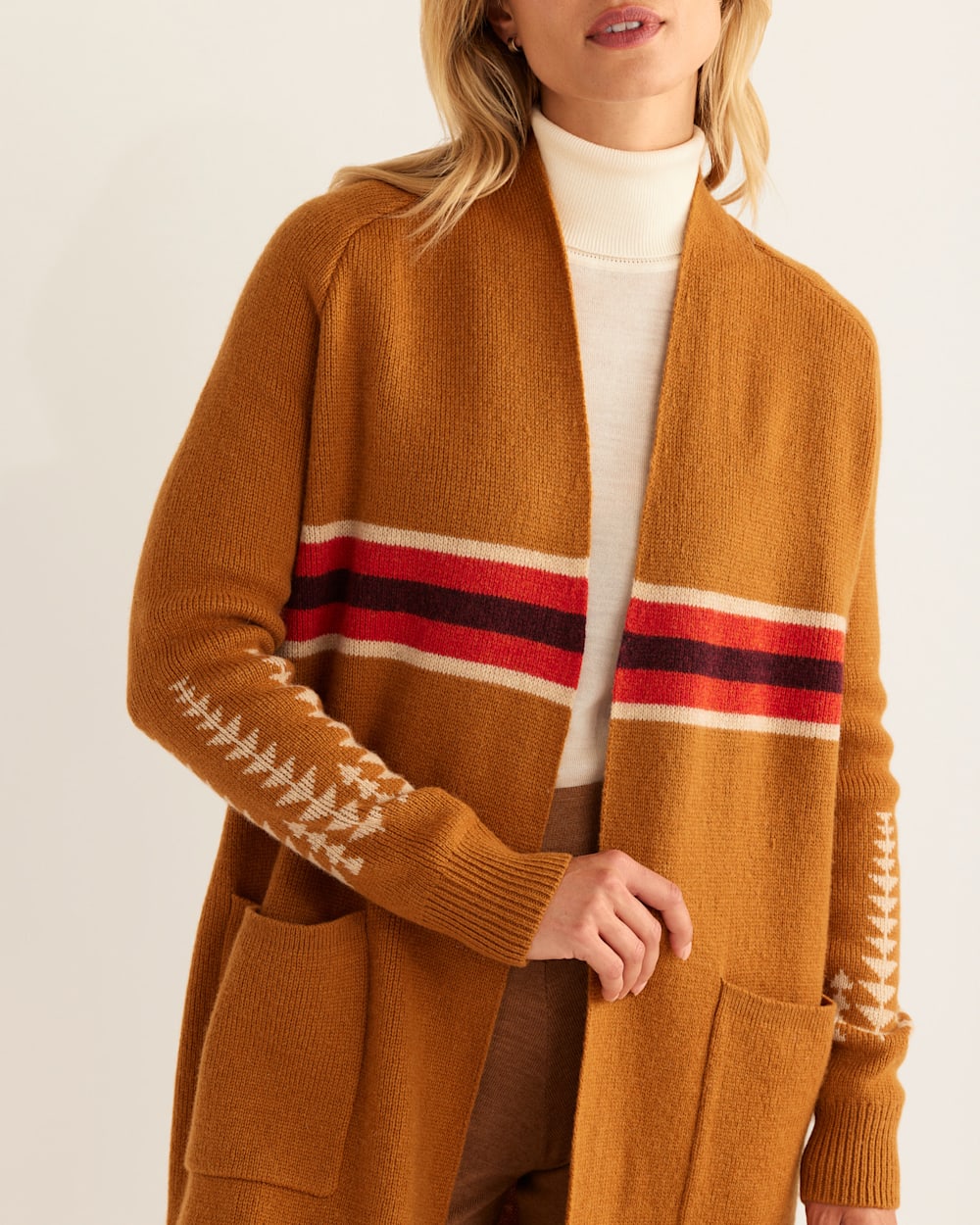 ALTERNATE VIEW OF WOMEN'S LONG DUSTER SWEATER IN MEDAL BRONZE MULTI image number 4