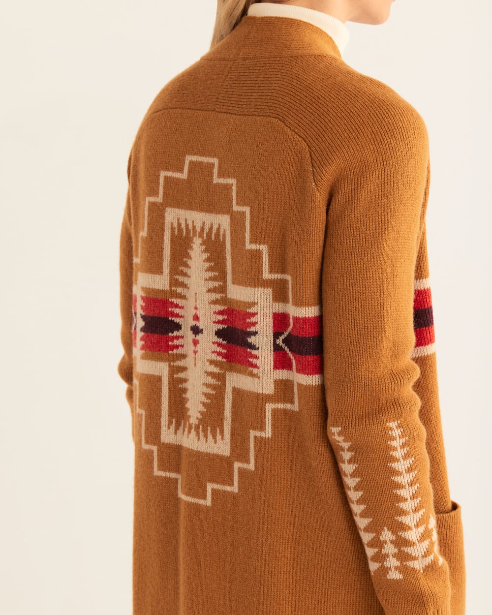 ALTERNATE VIEW OF WOMEN'S LONG DUSTER SWEATER IN MEDAL BRONZE MULTI image number 5