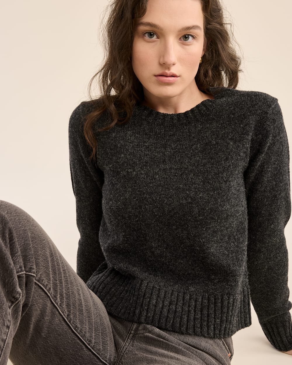 ALTERNATE VIEW OF WOMEN'S SHETLAND COLLECTION SWEATER IN BLACK HEATHER image number 5