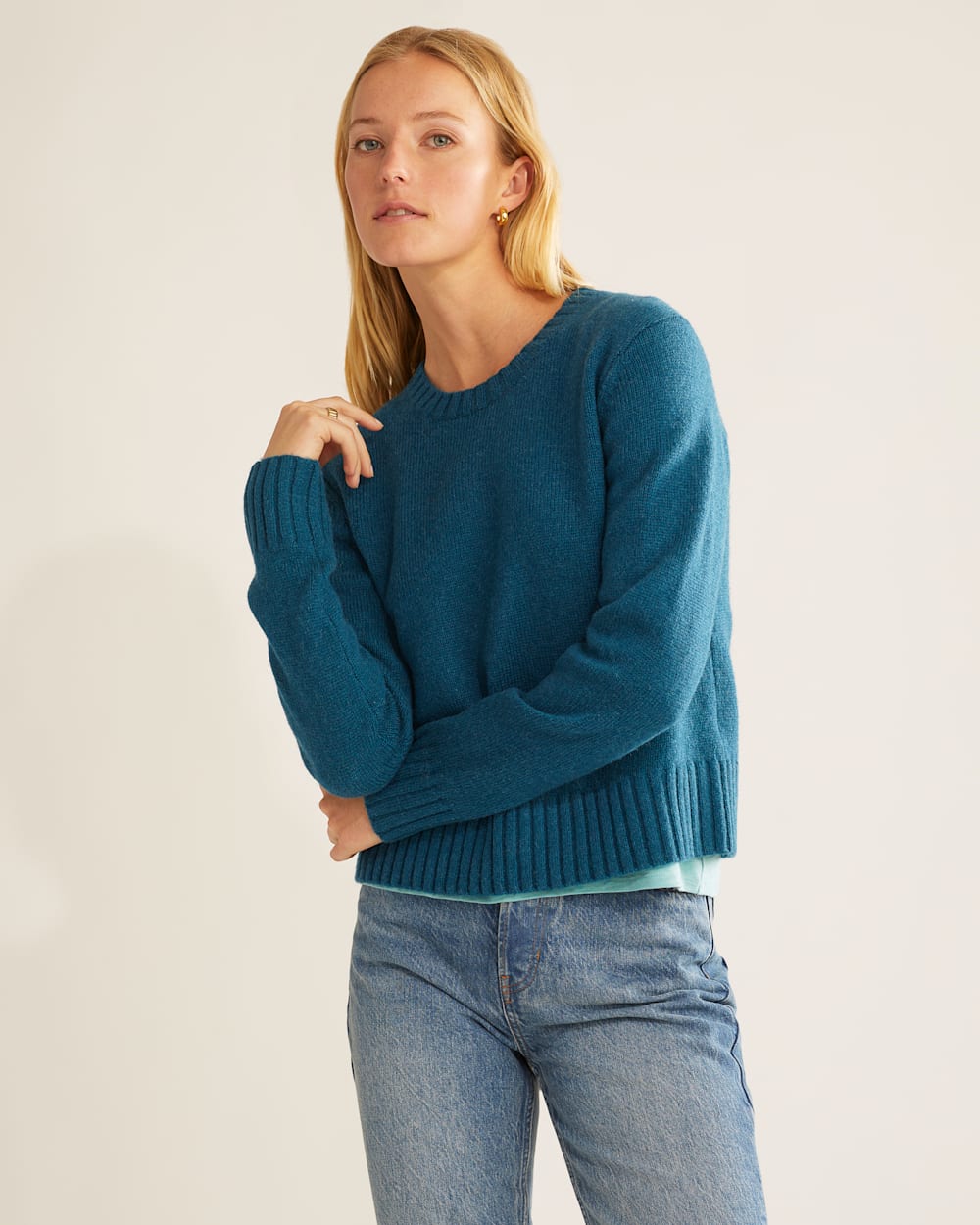 ALTERNATE VIEW OF WOMEN'S SHETLAND COLLECTION CREWNECK IN BLUE STEEL image number 4
