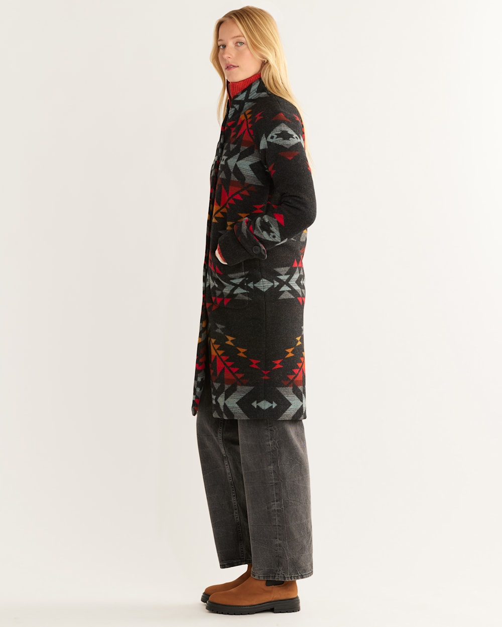 ALTERNATE VIEW OF WOMEN'S BRIDGE CREEK ARCHIVE BLANKET COAT IN OXFORD GREY image number 2