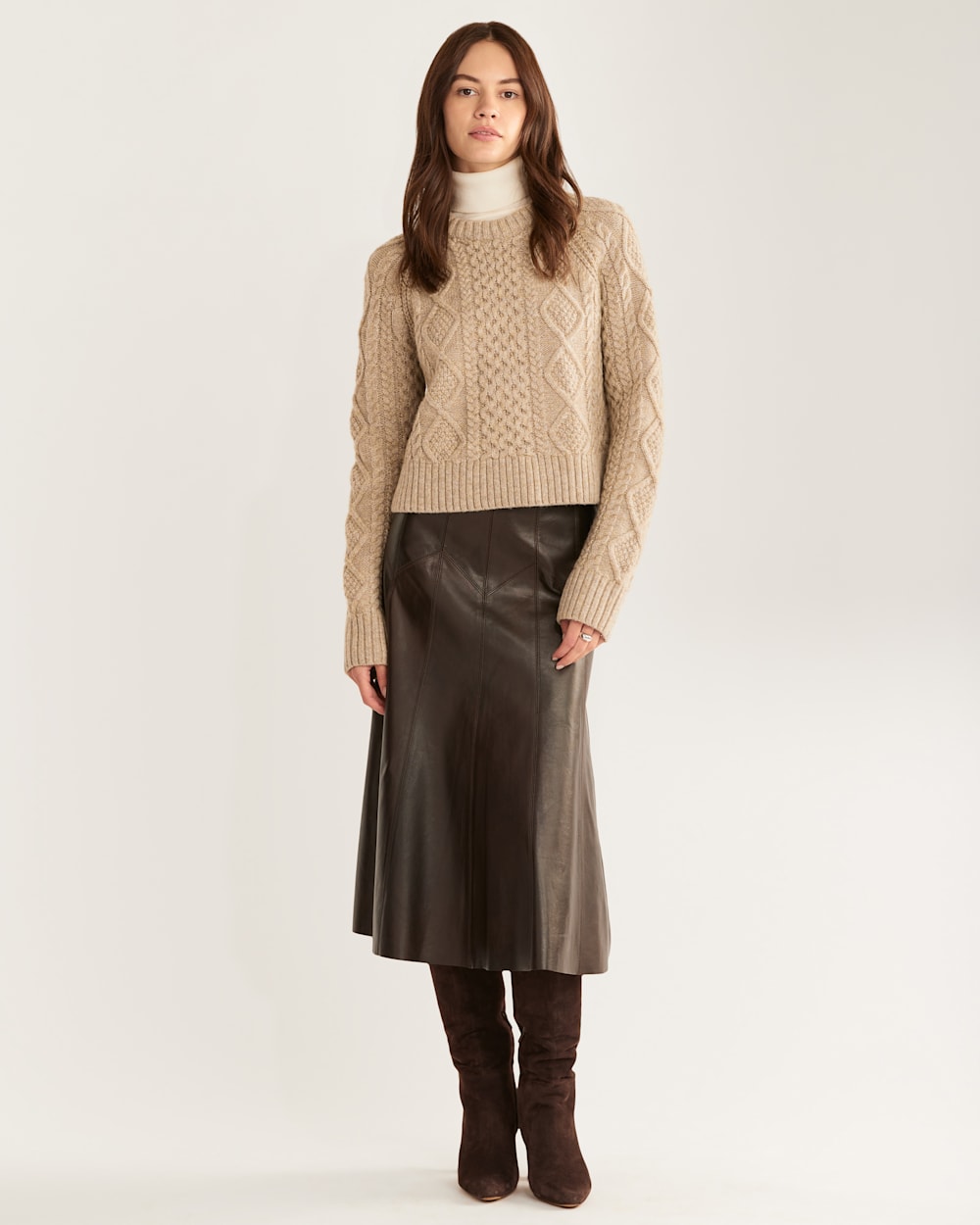 WOMEN�S SHETLAND COLLECTION FISHERMAN SWEATER IN NATURAL image number 1