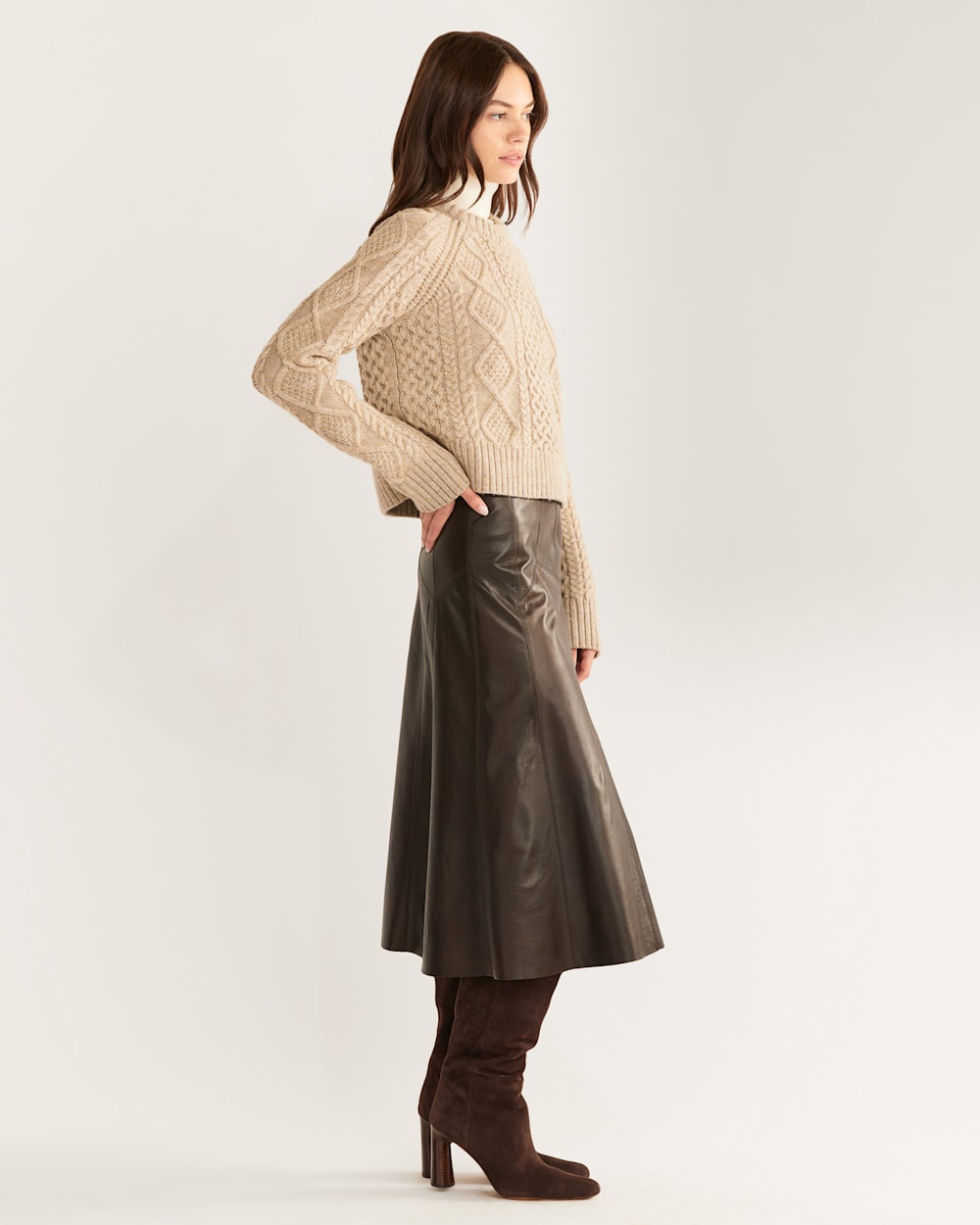Women's wool top fisherman sweater