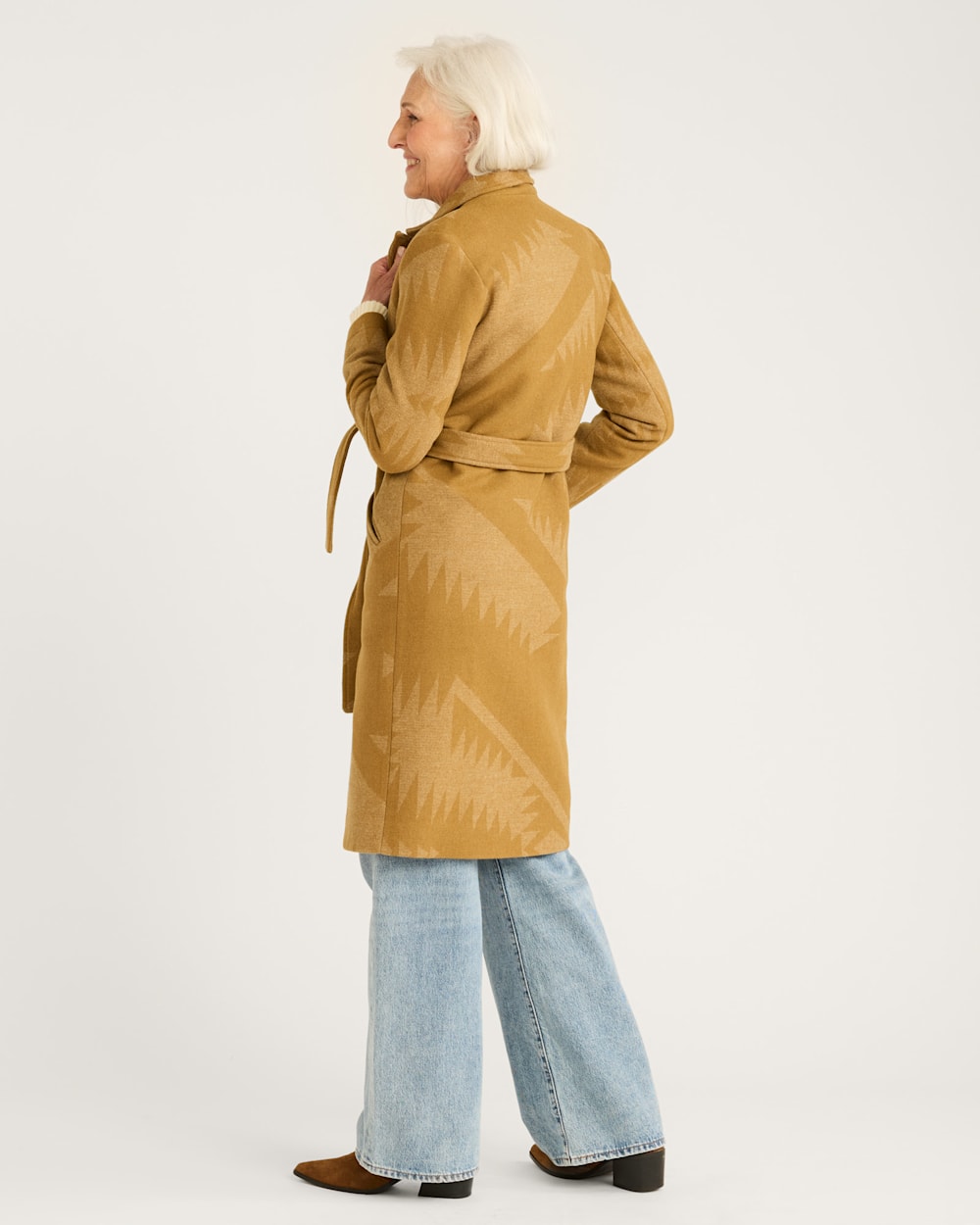 ALTERNATE VIEW OF WOMEN'S MIRROR LAKE WOOL TRENCH COAT IN TAN image number 6