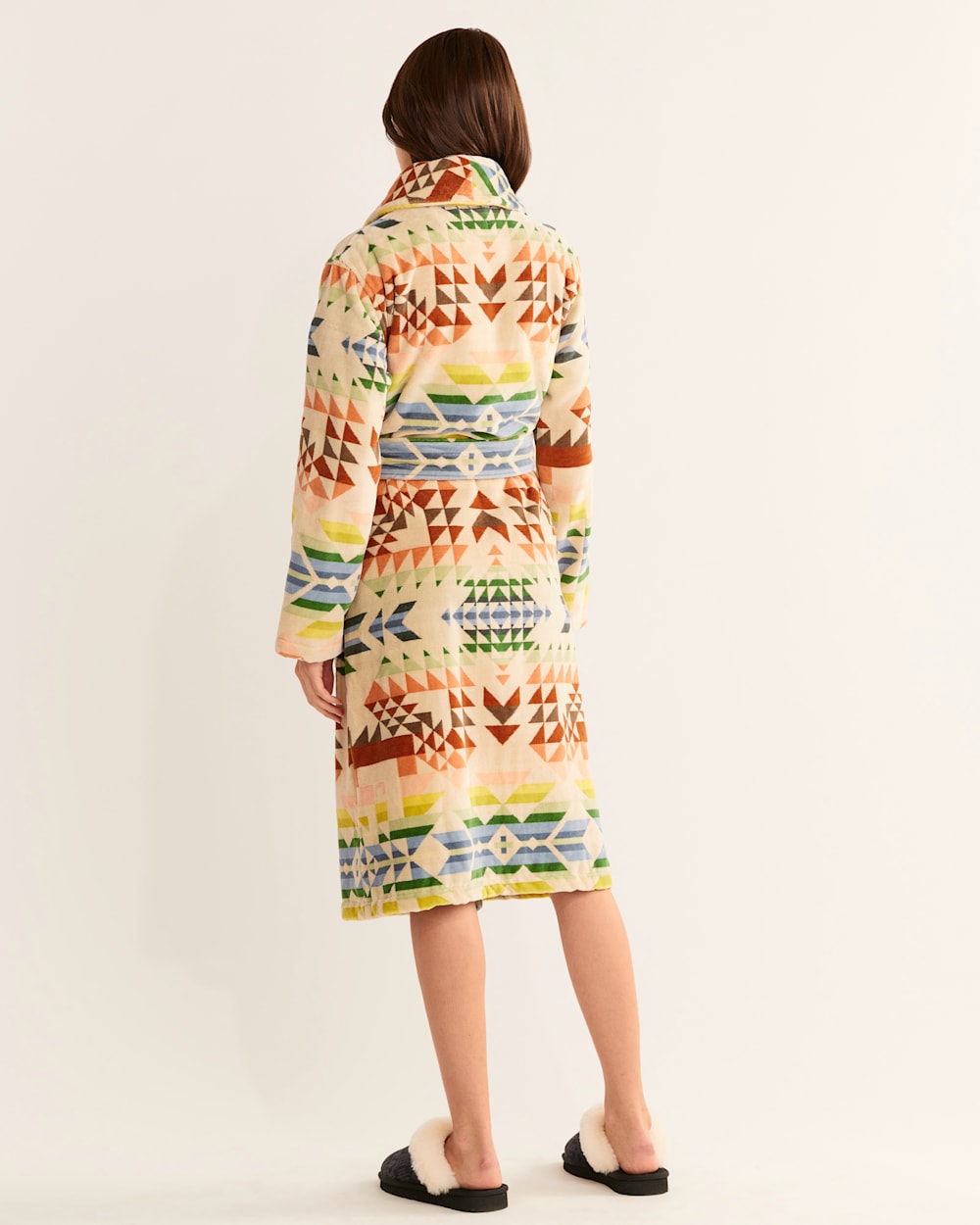 ALTERNATE VIEW OF WOMEN'S COTTON TERRY VELOUR ROBE IN OPAL SPRINGS MULTI image number 3