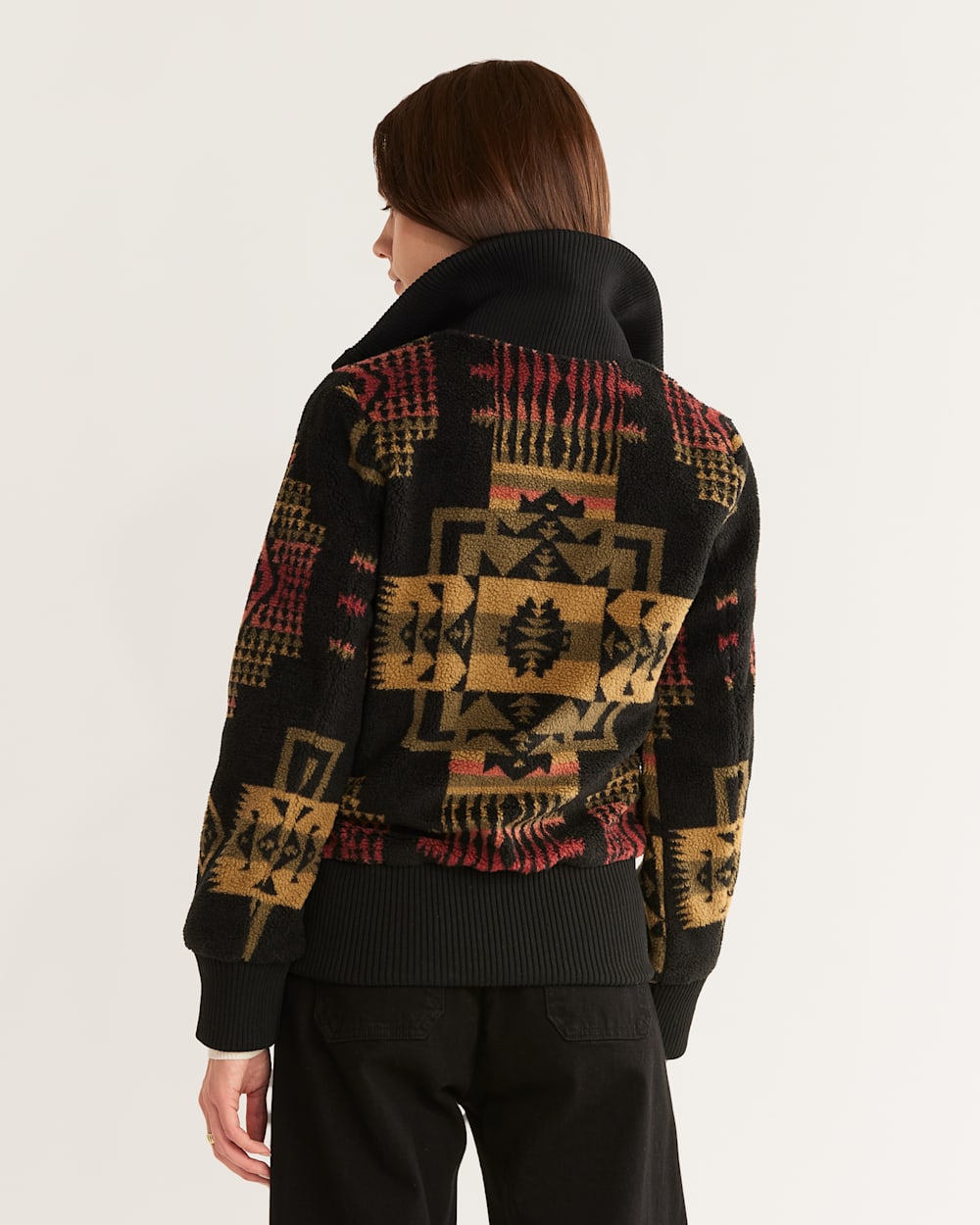 ALTERNATE VIEW OF WOMEN'S FOXGLOVE FLEECE BOMBER JACKET IN BLACK/OLIVE CHIEF JOSEPH image number 2