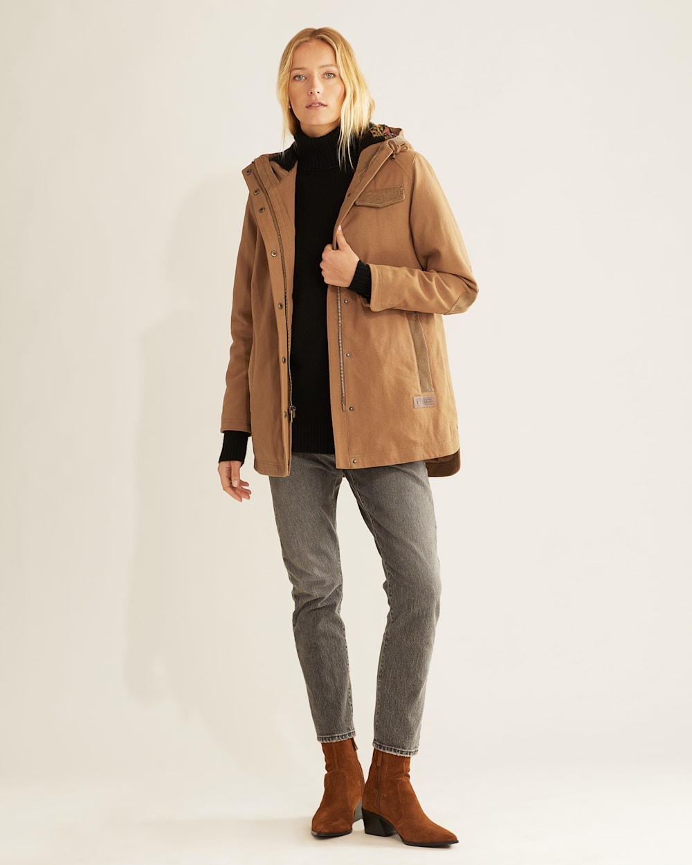 WOMEN'S MARIAS COTTON CANVAS PARKA IN SADDLE image number 1