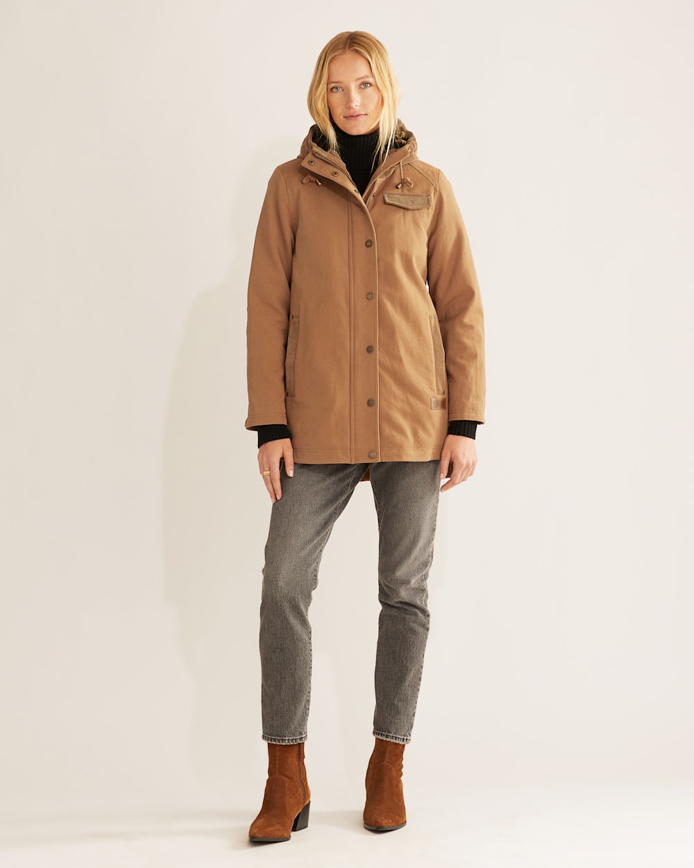 ALTERNATE VIEW OF WOMEN'S MARIAS COTTON CANVAS PARKA IN SADDLE image number 7