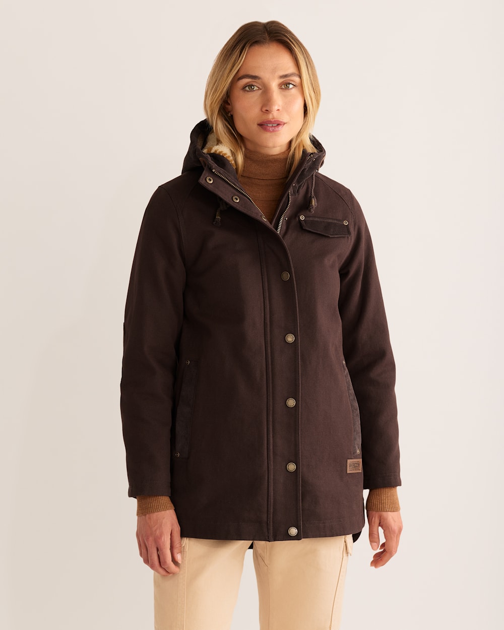 ALTERNATE VIEW OF WOMEN'S MARIAS COTTON CANVAS PARKA IN BLACK COFFEE image number 4