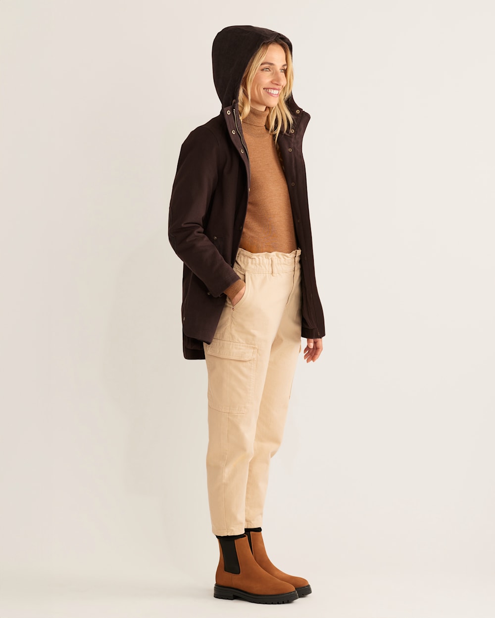 ALTERNATE VIEW OF WOMEN'S MARIAS COTTON CANVAS PARKA IN BLACK COFFEE image number 6