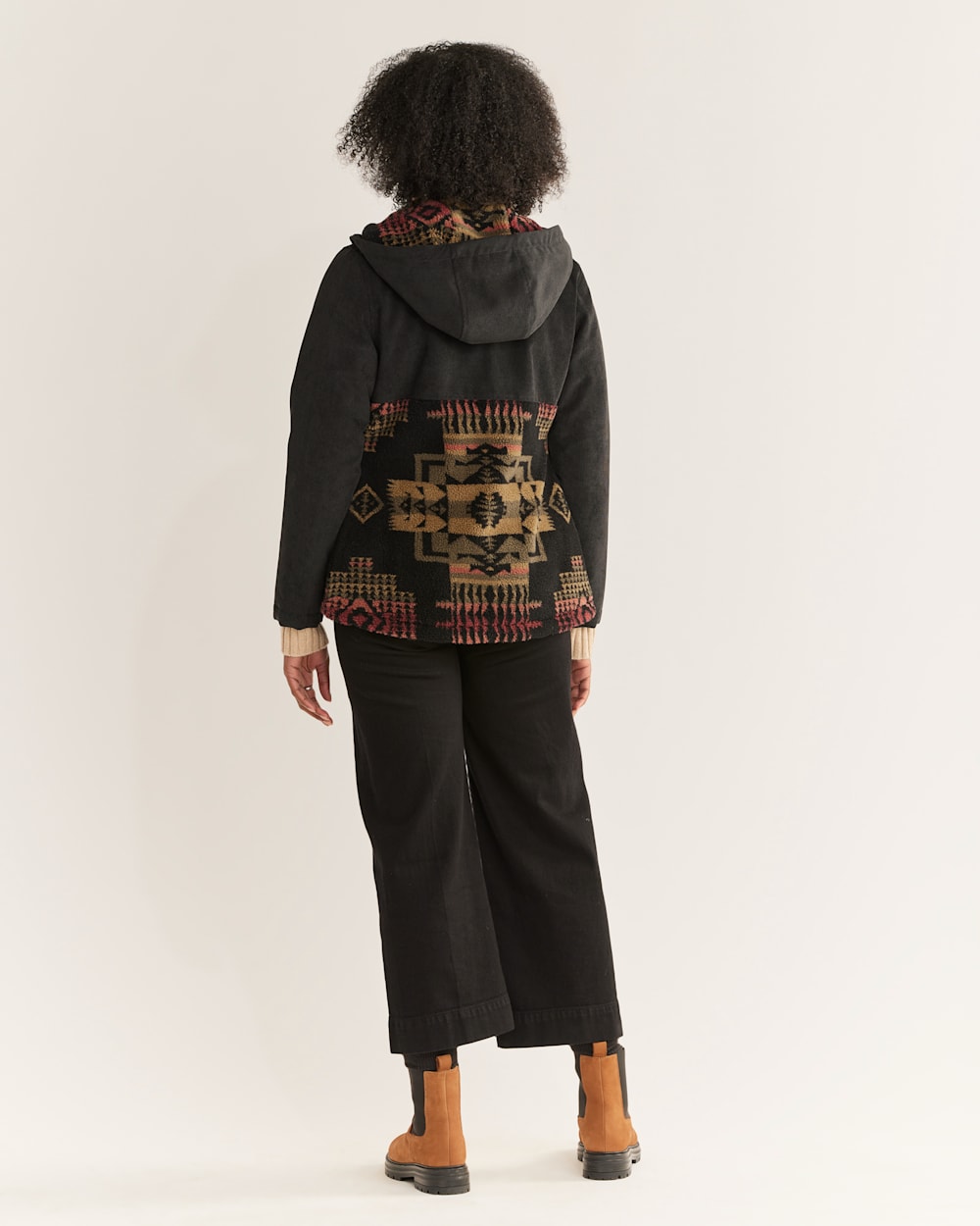 ALTERNATE VIEW OF WOMEN'S BLANCA CORDUROY/BERBER FLEECE JACKET IN BLACK/OLIVE CHIEF JOSEPH image number 3