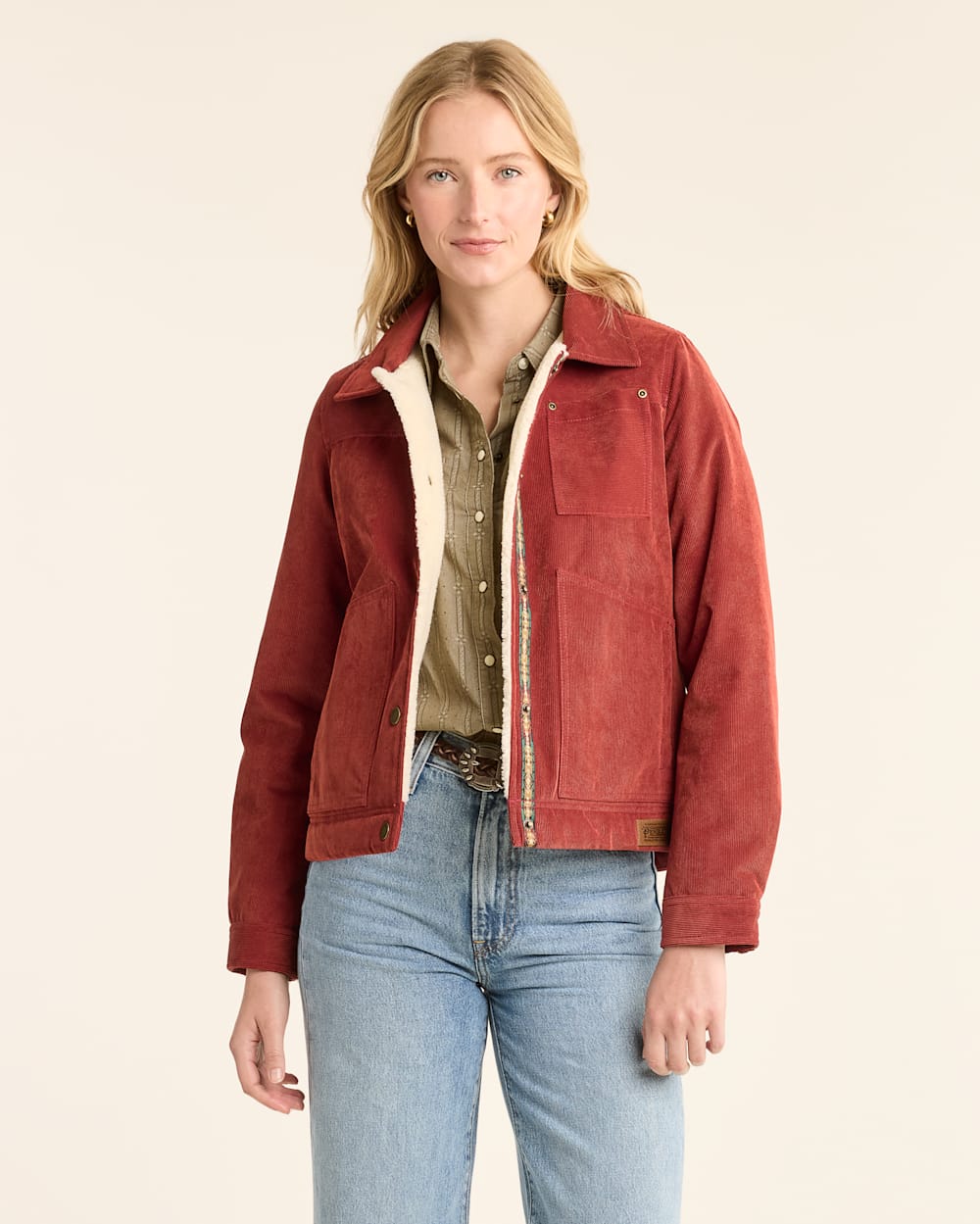 WOMEN'S WIND RIVER CORDUROY TRUCKER JACKET IN ROASTED RUSSET image number 1