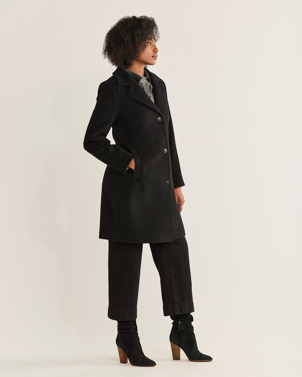 ALTERNATE VIEW OF WOMEN'S WALKER WOOL COAT IN BLACK image number 3