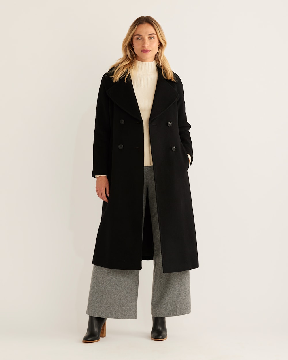 WOMEN'S UPTOWN LONG WOOL COAT IN BLACK image number 1
