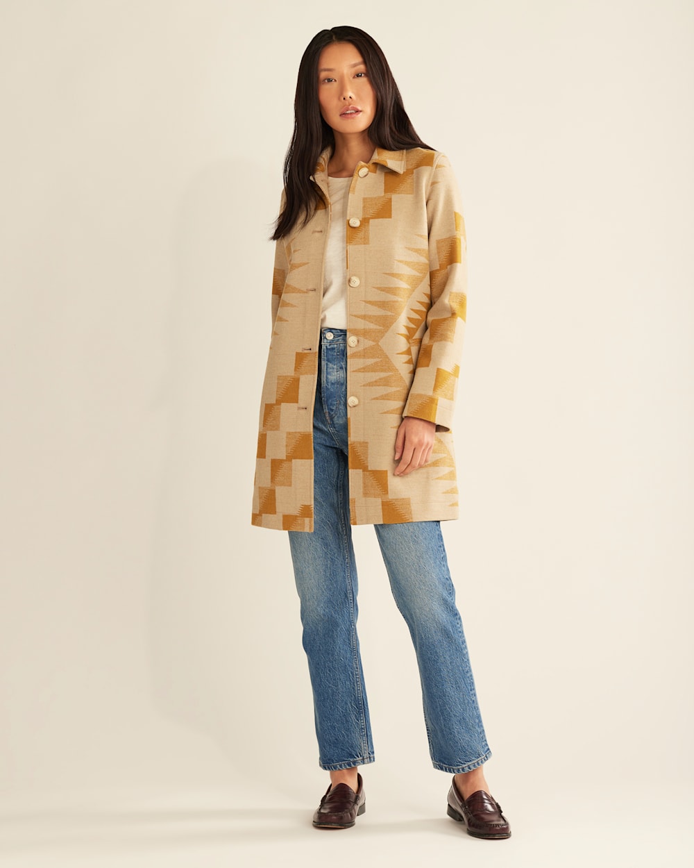 WOMEN'S CLUB COLLAR WOOL JACKET IN GOLD ABIQUIU SKY image number 1