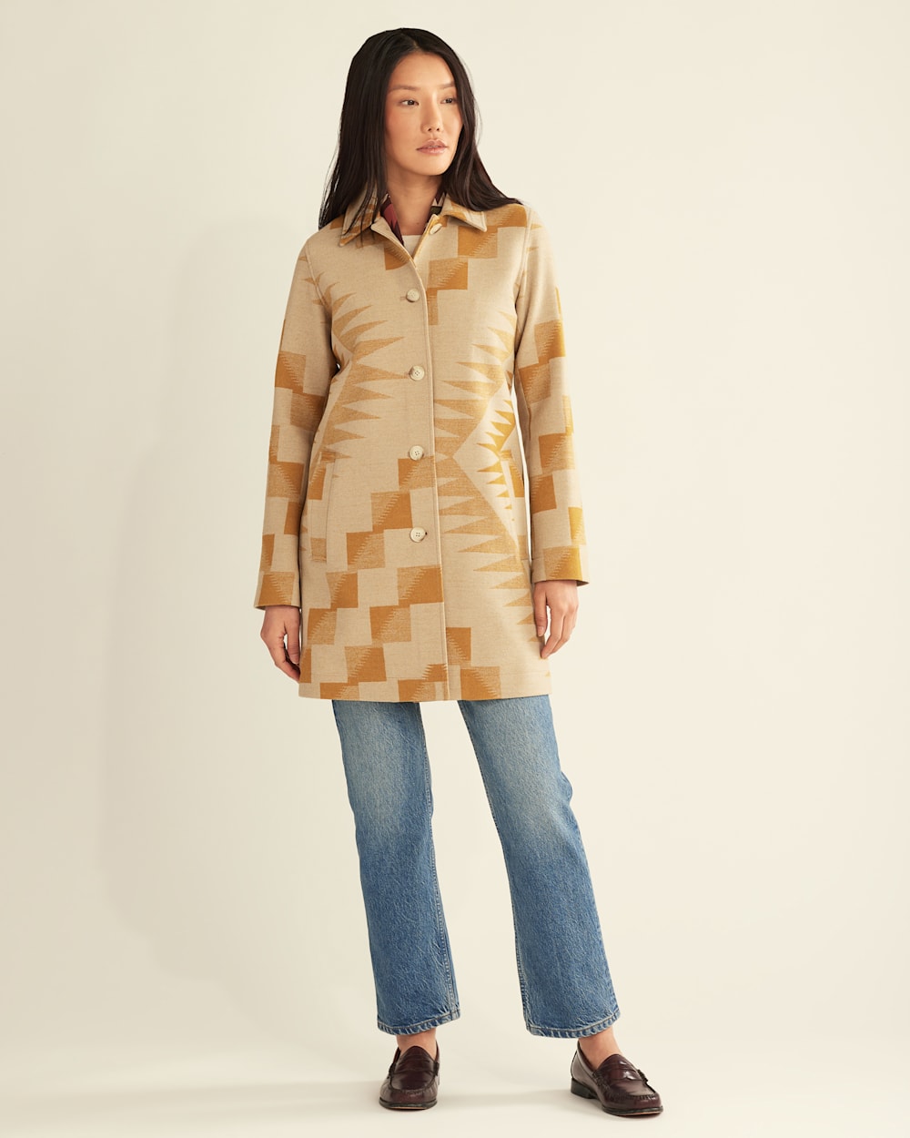 ALTERNATE VIEW OF WOMEN'S CLUB COLLAR WOOL JACKET IN GOLD ABIQUIU SKY image number 4
