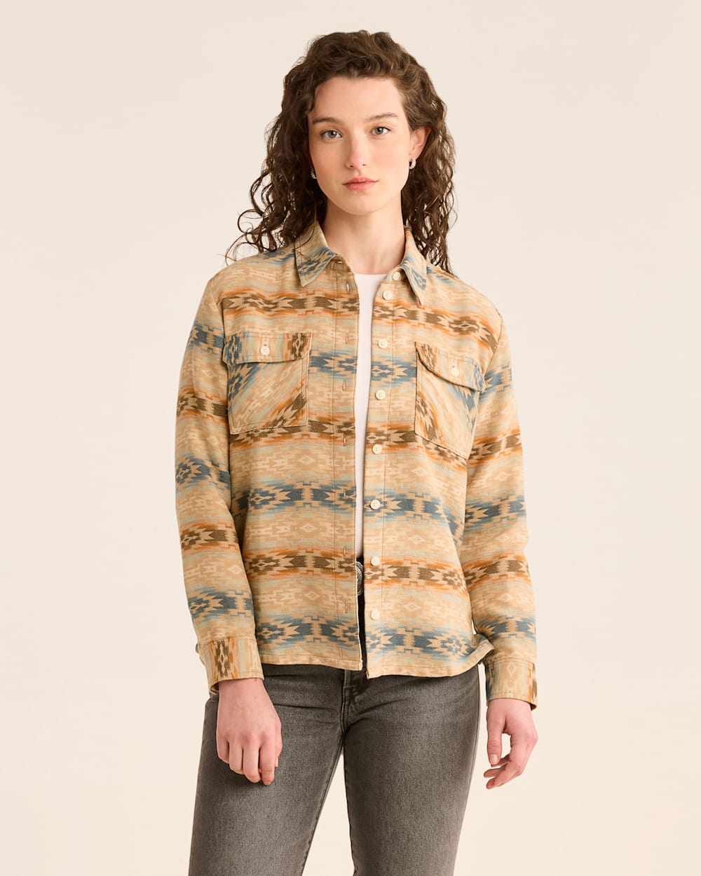 WOMEN'S COASTLINE OVERSHIRT IN TAN MULTI MESILLA image number 1