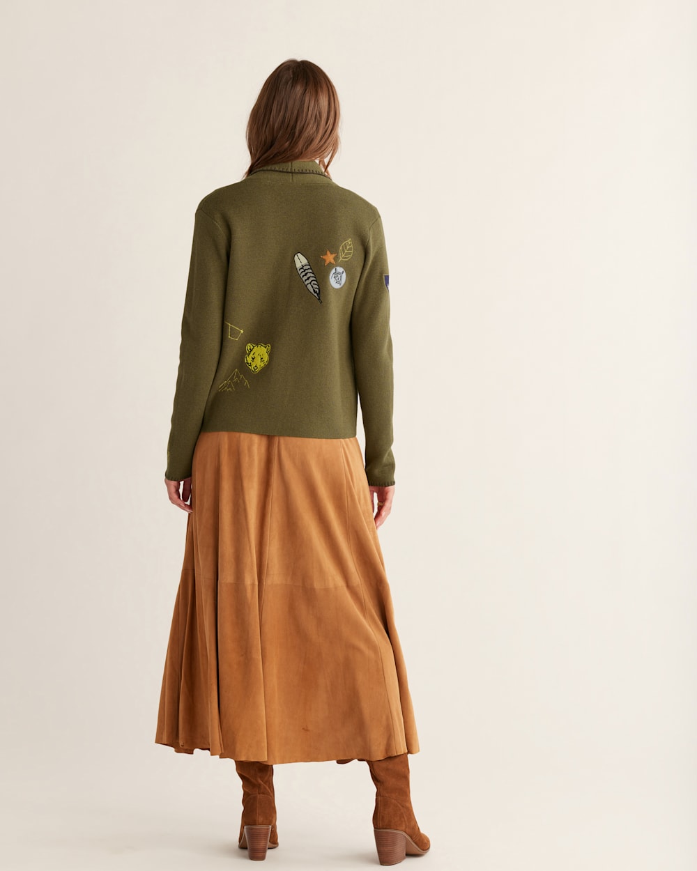 ALTERNATE VIEW OF WOMEN'S PENDLETON SOUVENIR CARDIGAN IN DARK OLIVE image number 3