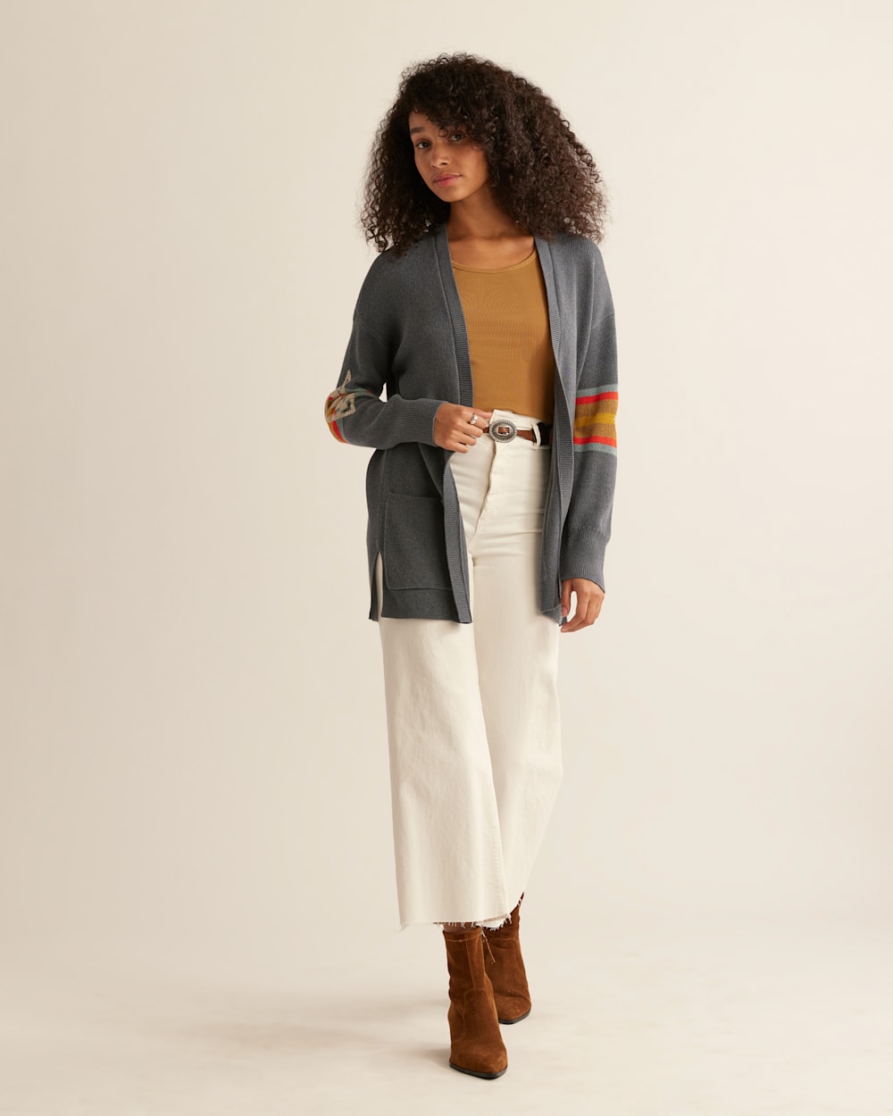 ALTERNATE VIEW OF WOMEN'S SIERRA SPRINGS COTTON CARDIGAN IN BLUE MULTI HARDING image number 4