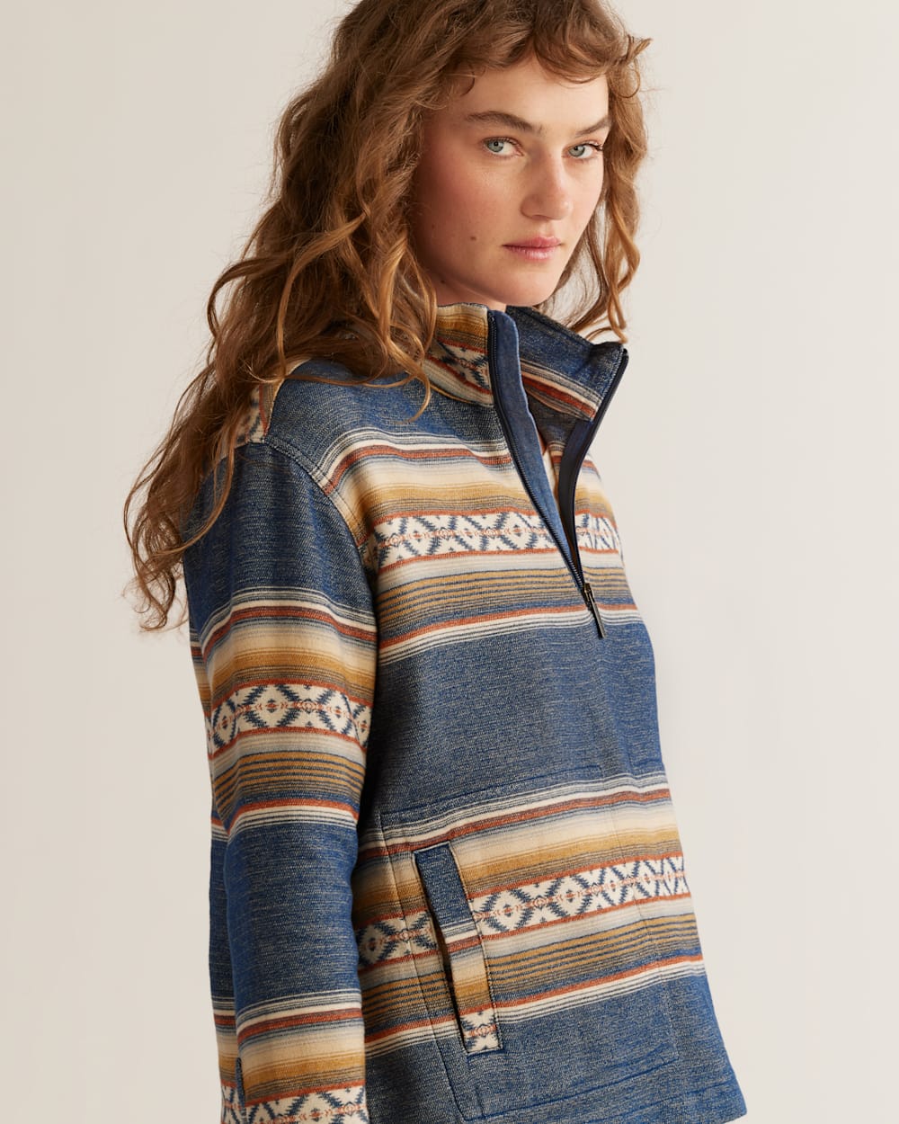 ALTERNATE VIEW OF WOMEN'S DOUBLESOFT HALF-ZIP PULLOVER IN BLUE MULTI image number 4