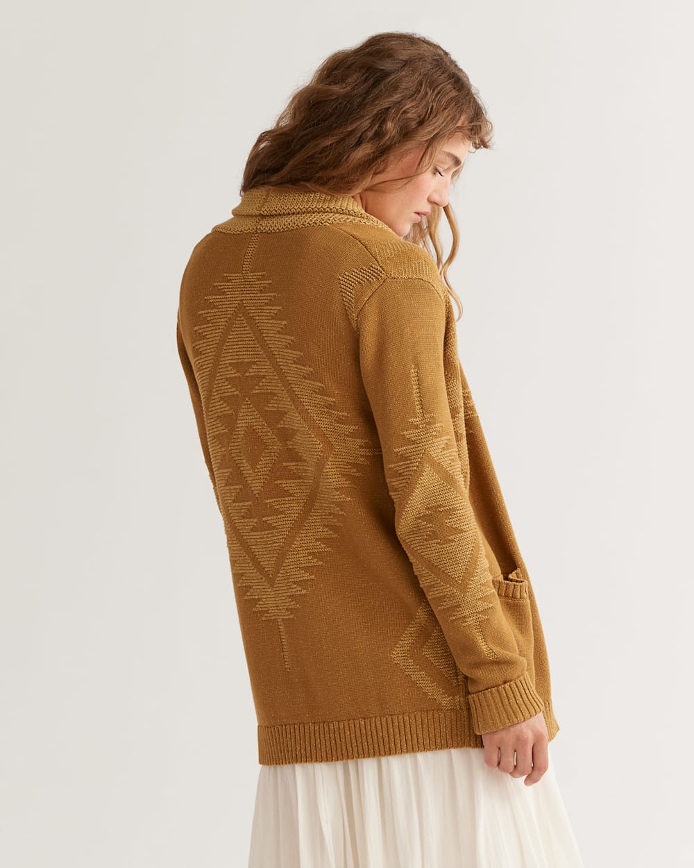 ALTERNATE VIEW OF WOMEN'S HERITAGE COTTON CARDIGAN IN BRONZE/CURRY image number 4
