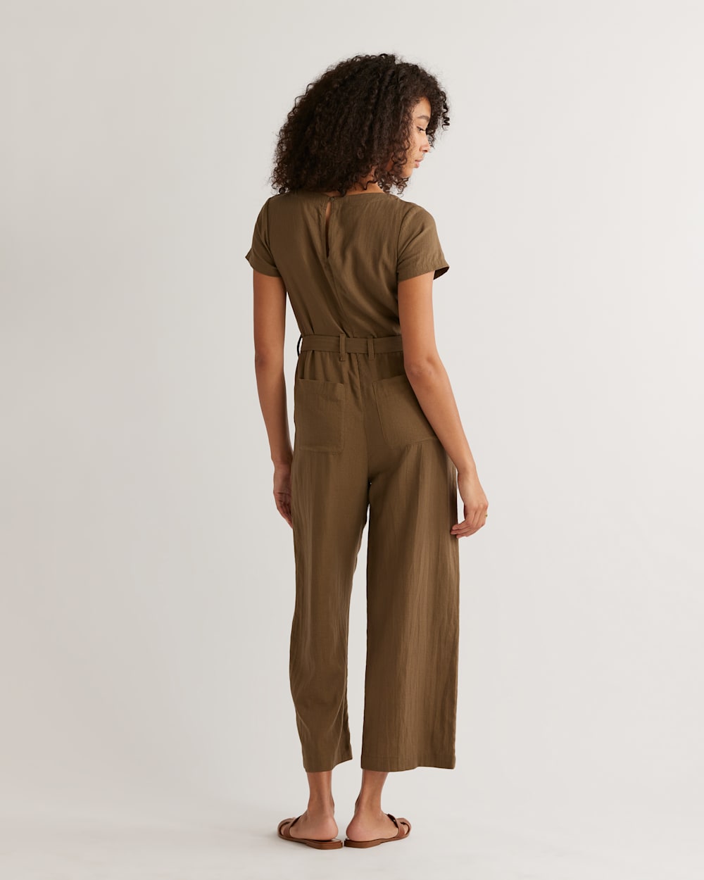 ALTERNATE VIEW OF WOMEN'S LILA LINEN-BLEND JUMPSUIT IN DRIED BASIL image number 3