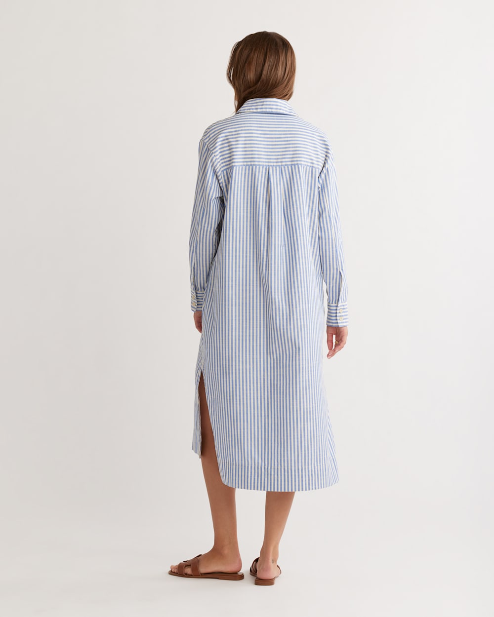 ALTERNATE VIEW OF WOMEN'S BRENTWOOD OVERSIZED SHIRTDRESS IN BLUE/IVORY STRIPE image number 3