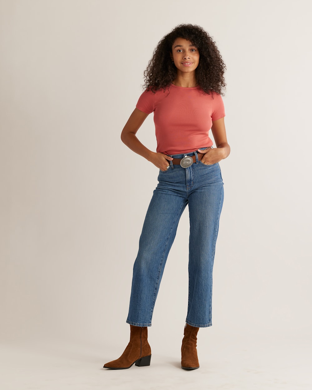 WOMEN'S PIMA COTTON BABY TEE IN HEIRLOOM ROSE image number 1