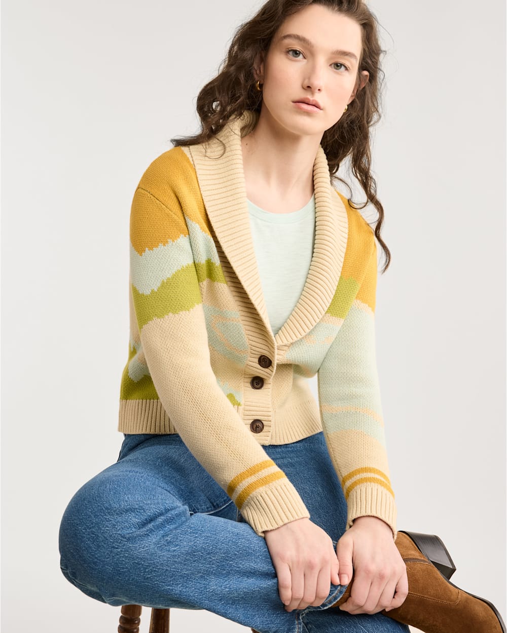 WOMEN'S COASTLINE SCENIC CARDIGAN IN WOODASH MULTI image number 1