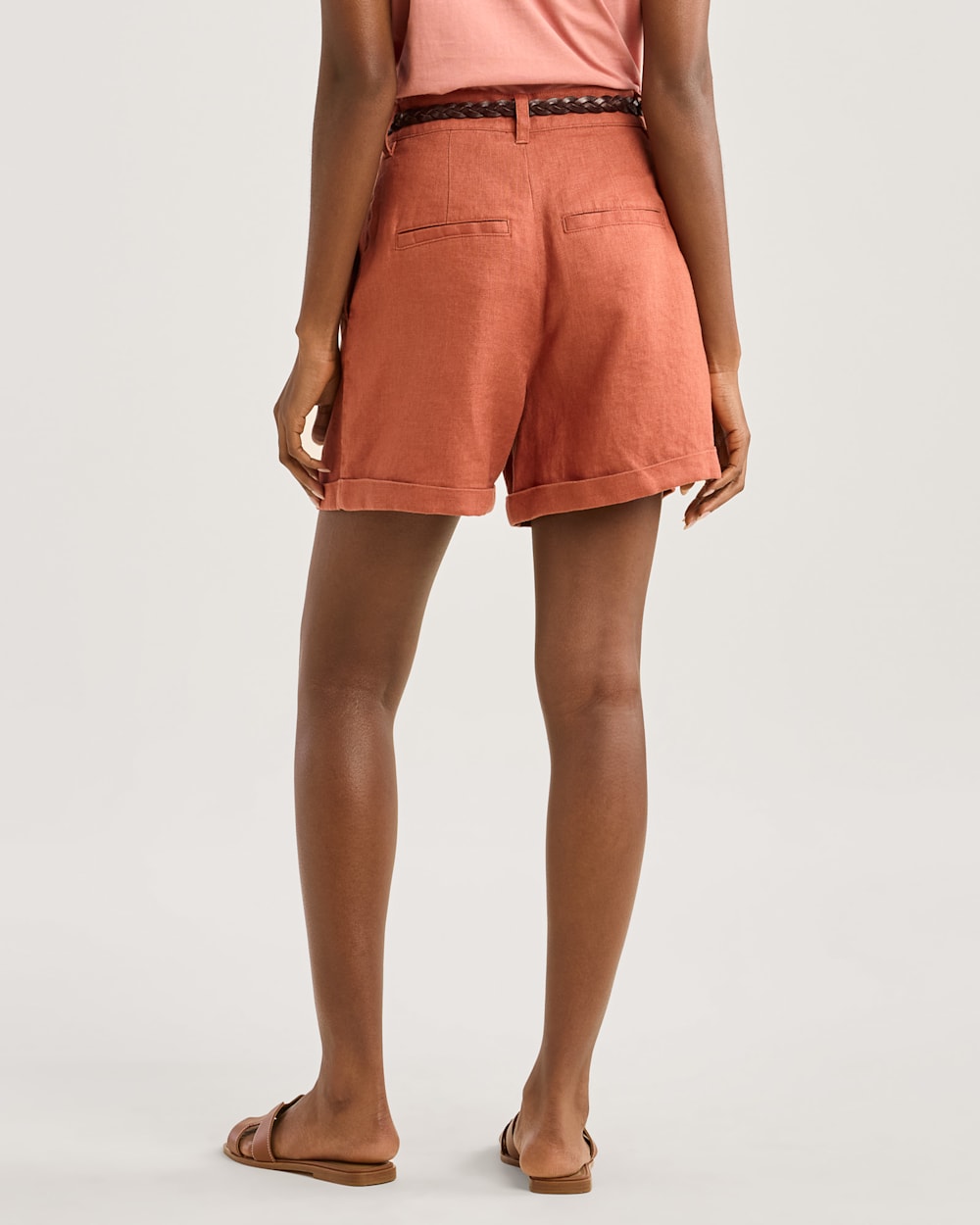 ALTERNATE VIEW OF WOMEN'S BIRCH BAY LINEN SHORTS IN REDWOOD image number 3