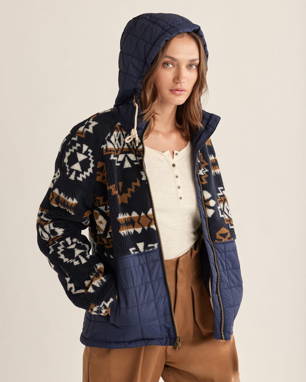 WOMEN'S TANSY FLEECE HOODED JACKET IN MIDNIGHT HIGHLAND RIDGE image number 1