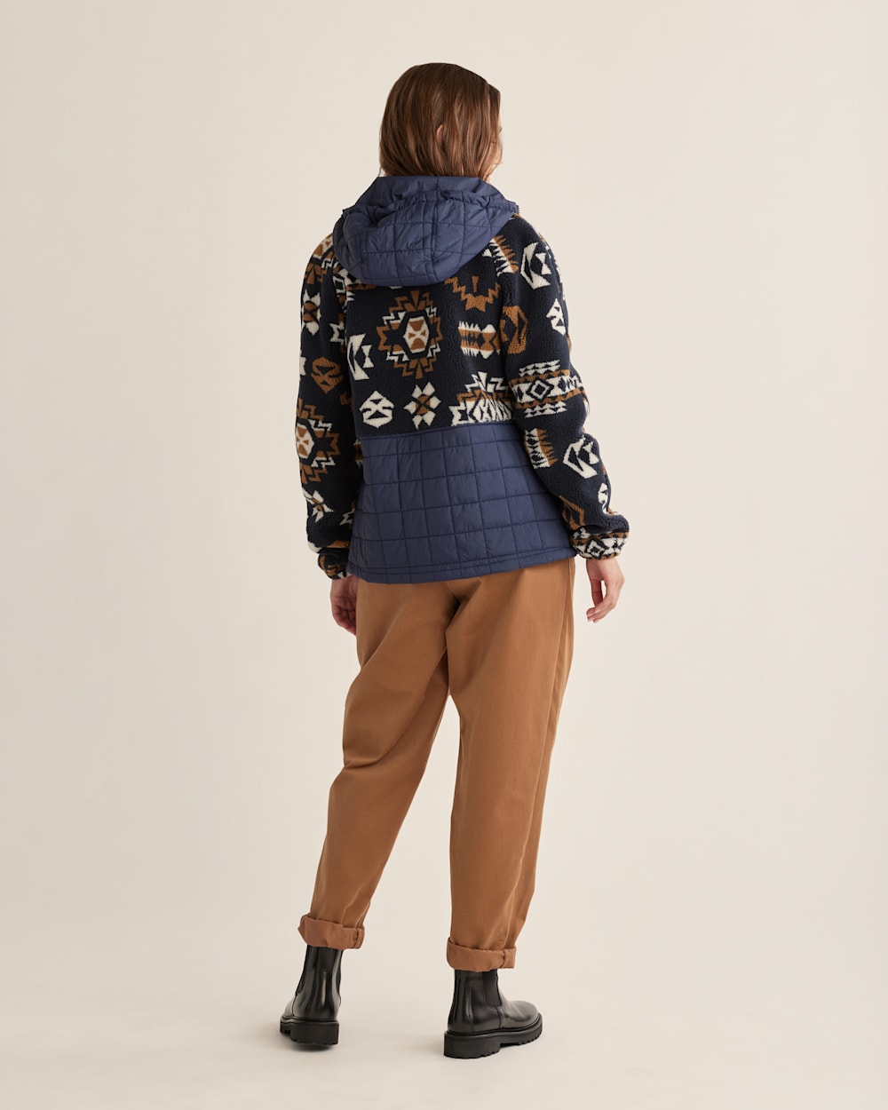 ALTERNATE VIEW OF WOMEN'S TANSY FLEECE HOODED JACKET IN MIDNIGHT HIGHLAND RIDGE image number 3