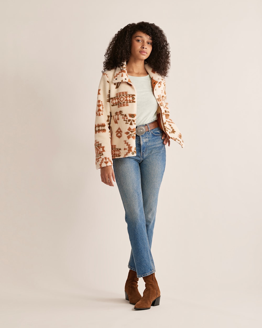 WOMEN'S HEATHER SNAP-FRONT FLEECE JACKET IN TOMATO HIGHLAND RIDGE image number 1