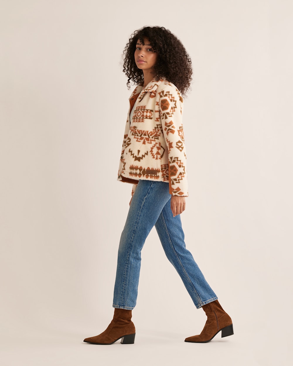 ALTERNATE VIEW OF WOMEN'S HEATHER SNAP-FRONT FLEECE JACKET IN TOMATO HIGHLAND RIDGE image number 2