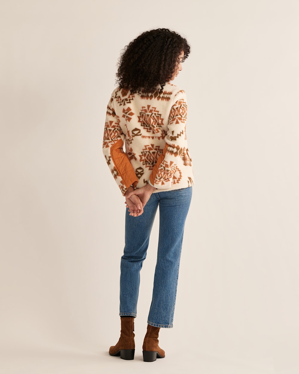 ALTERNATE VIEW OF WOMEN'S HEATHER SNAP-FRONT FLEECE JACKET IN TOMATO HIGHLAND RIDGE image number 3