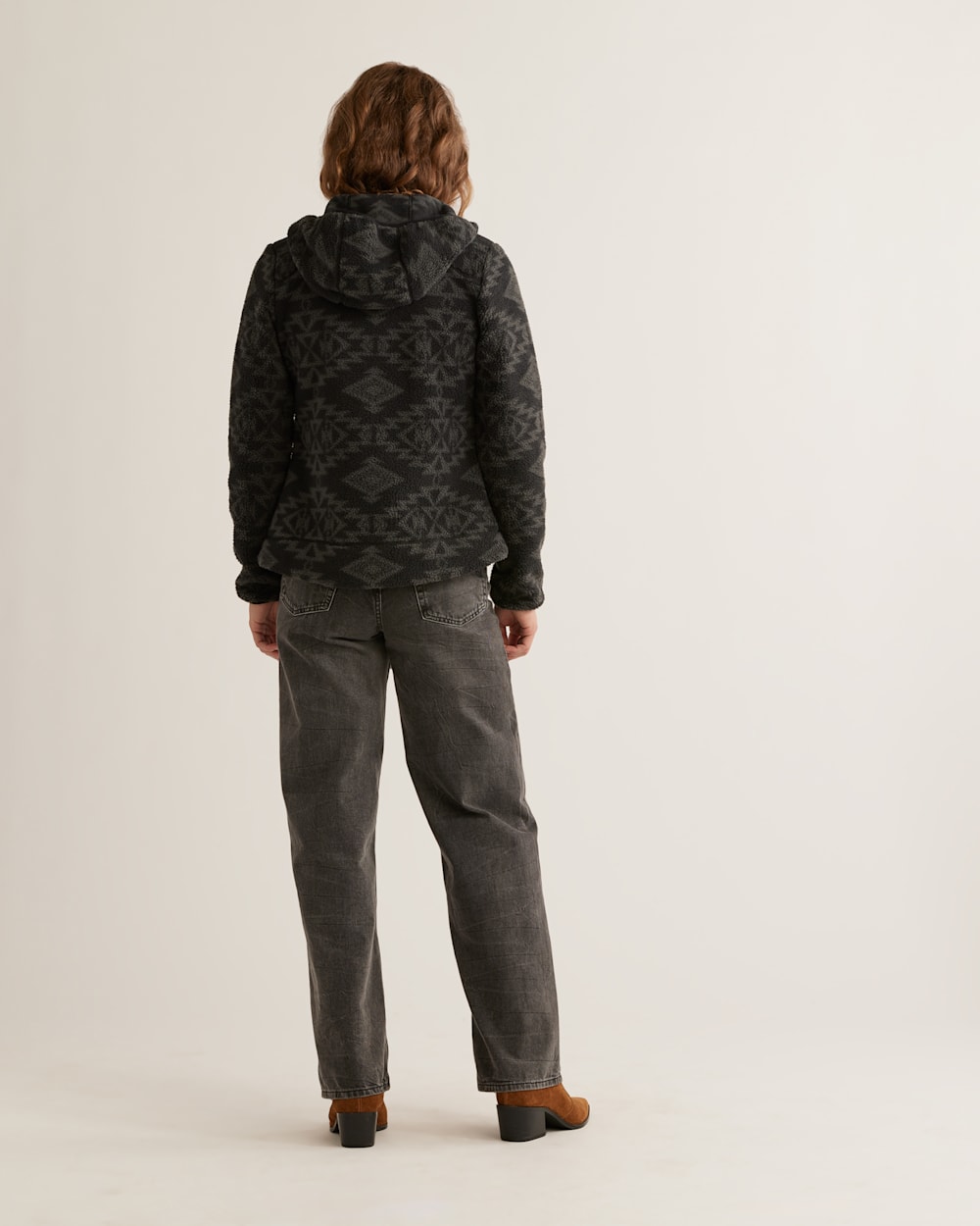 ALTERNATE VIEW OF WOMEN'S FLEECE HOODED JACKET IN BLACK SACRED STAR image number 3