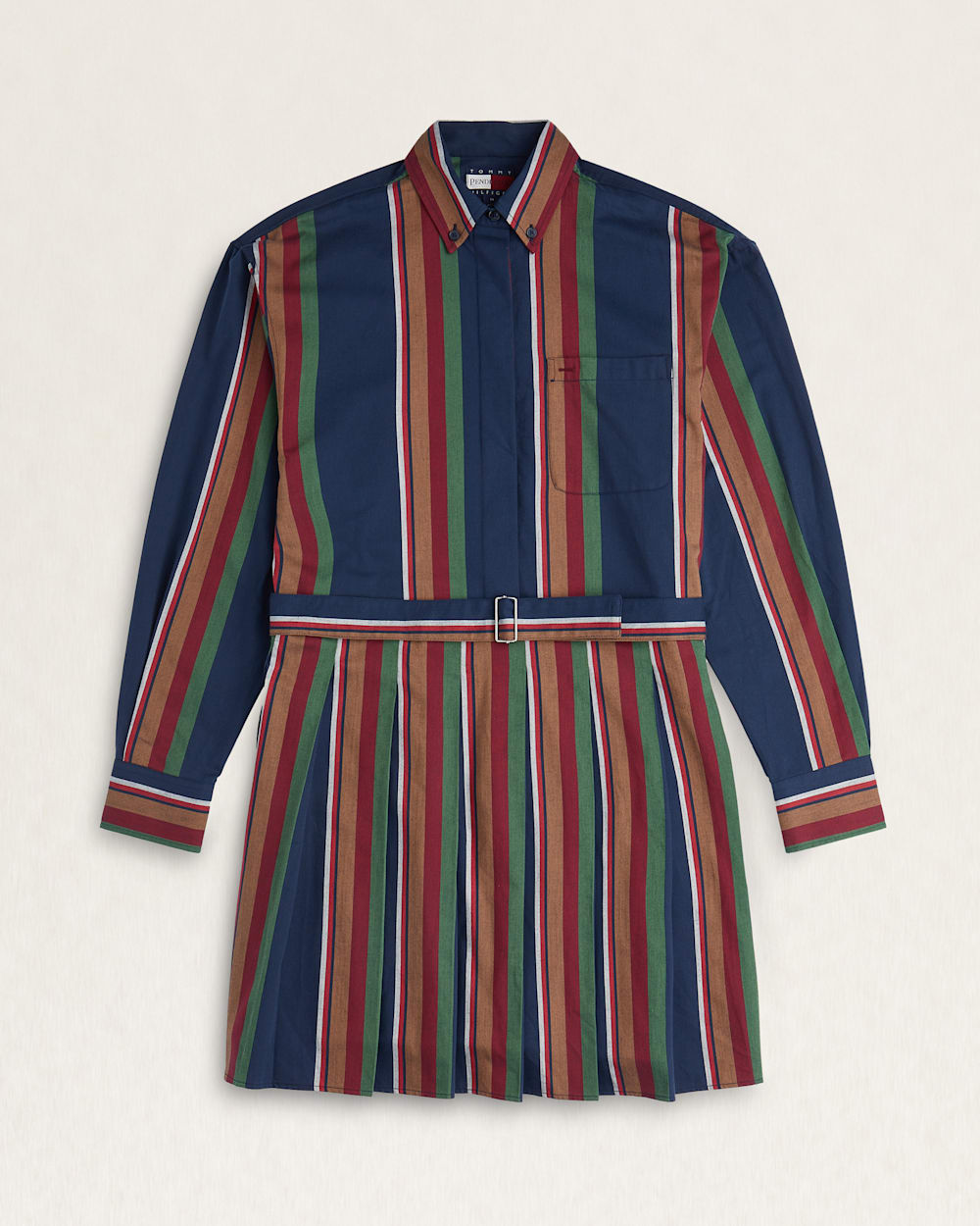 TOMMY X PENDLETON PLEATED SHIRT DRESS IN NEW YORK STRIPE image number 1