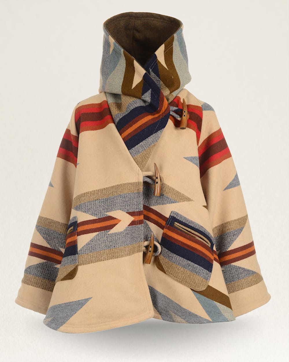 LINDSEY THORNBURG X PENDLETON BLANKET CLOAK IN TAN WYETH TRAIL image number 1