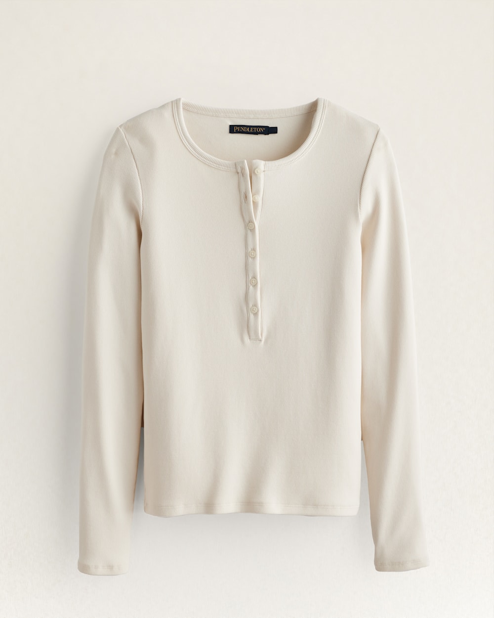 WOMEN'S LONG-SLEEVE PIMA COTTON HENLEY IN ANTIQUE WHITE image number 1