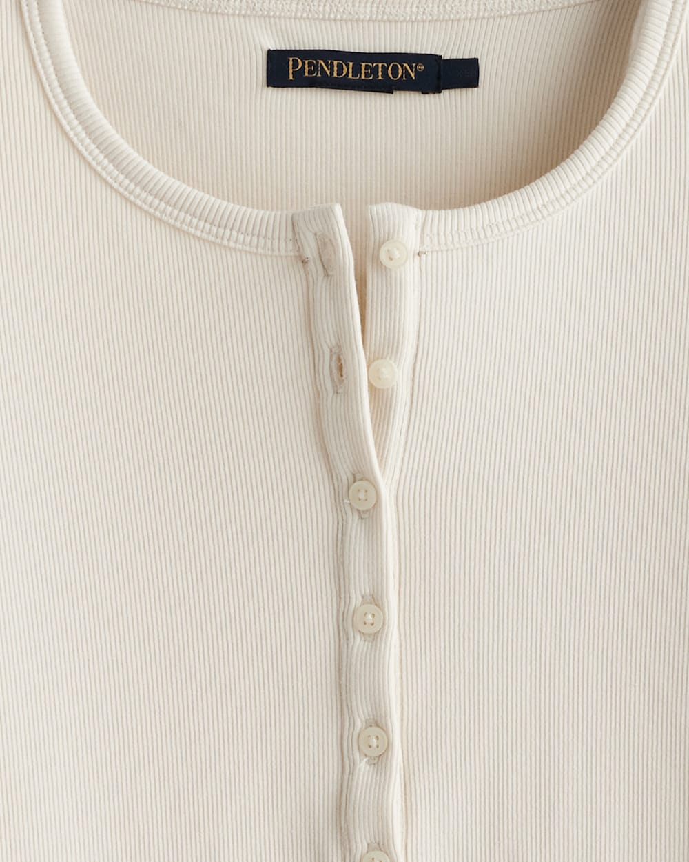 ALTERNATE VIEW OF WOMEN'S LONG-SLEEVE PIMA COTTON HENLEY IN ANTIQUE WHITE image number 2