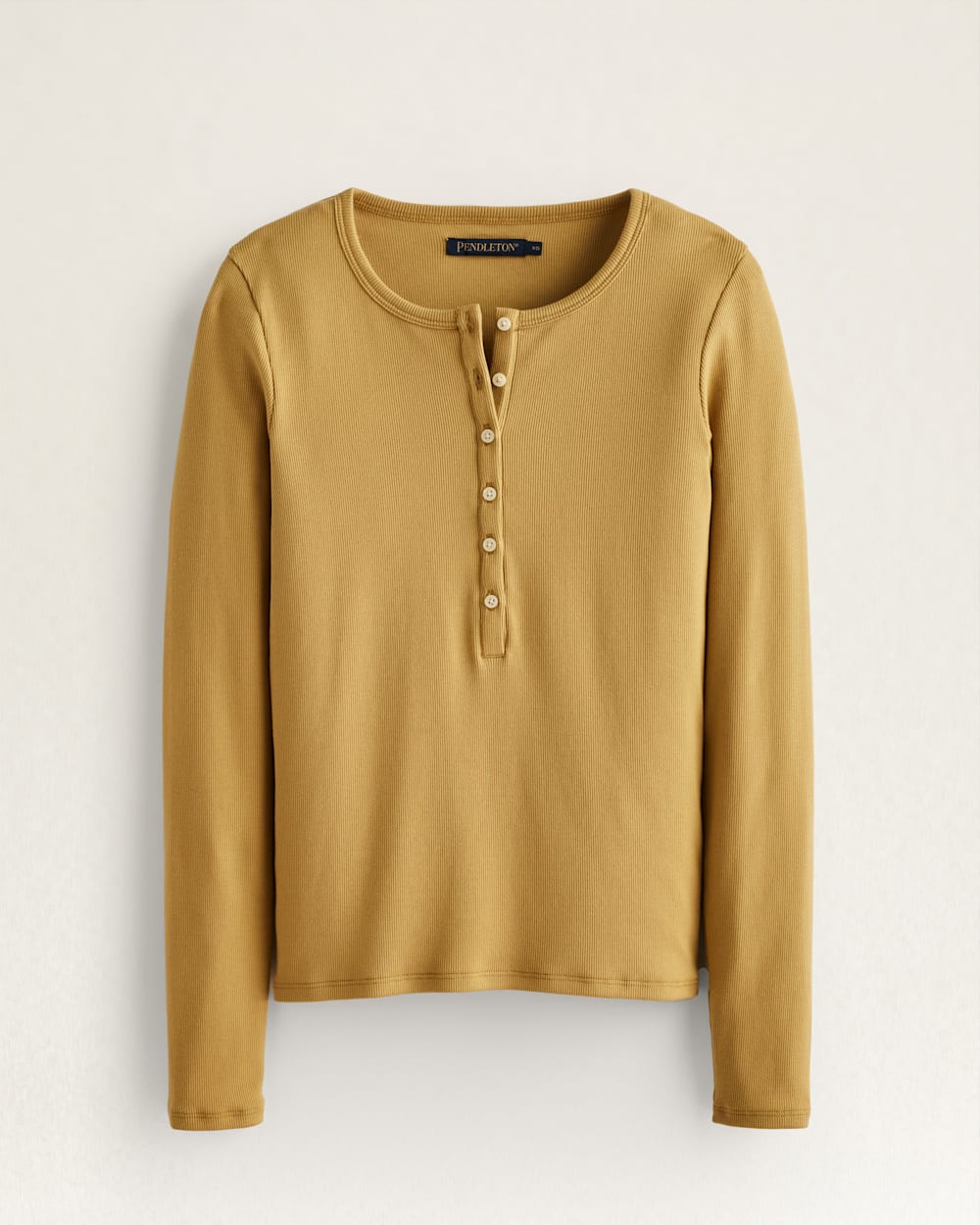 WOMEN'S LONG-SLEEVE PIMA COTTON HENLEY IN ANTIQUE GOLD image number 1